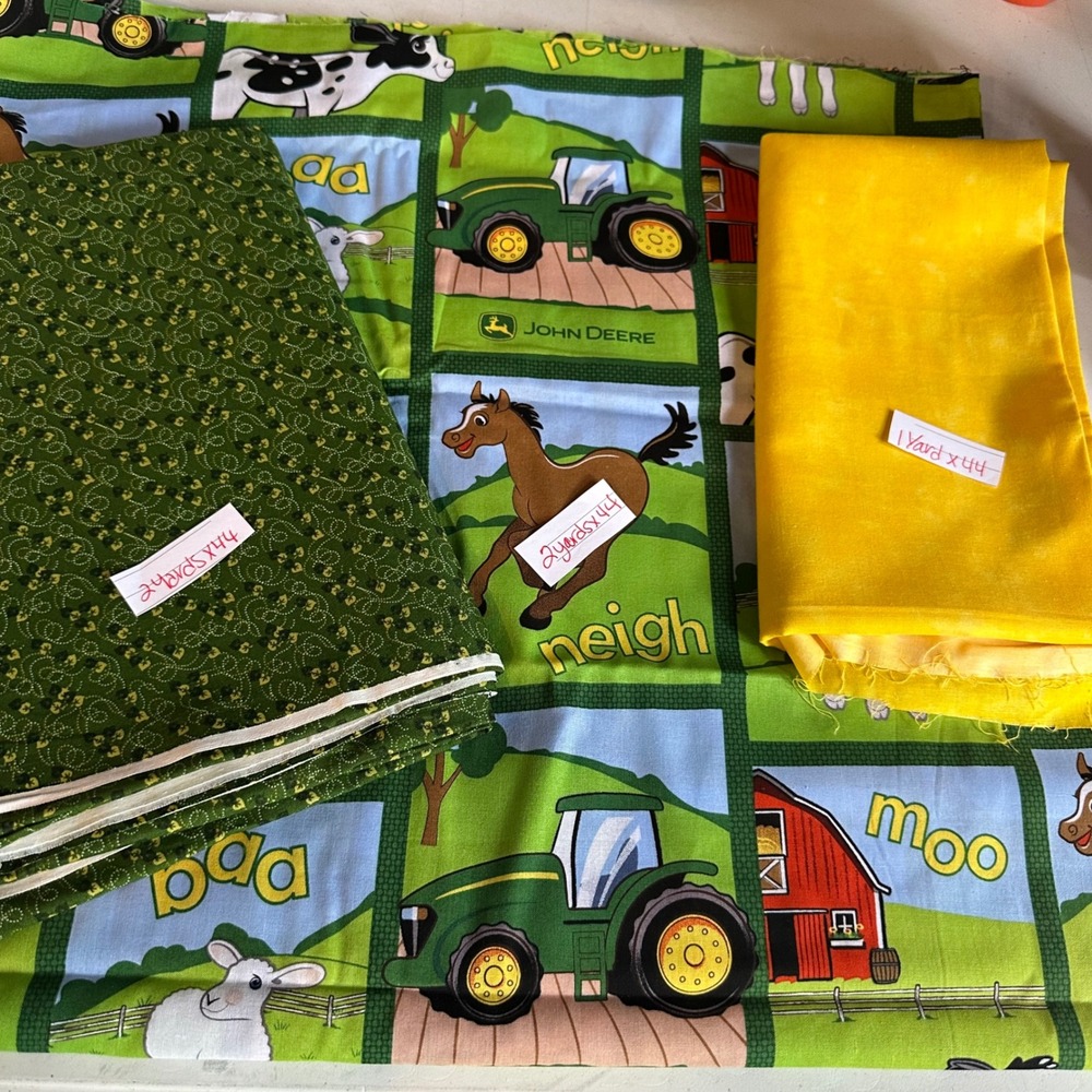 John Deere Farm Animal Block Fabric Bundle 5 Yards Springs Creative Cotton Green